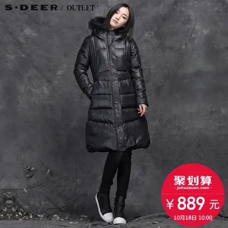 s.deer【新品】圣迪奥女装新款酷帅光泽感连帽羽绒服S15482437图片