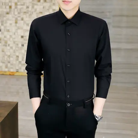 春秋季内搭白衬衫高级感商务职业正装休闲灰色长袖衬衣男士修身款商品大图