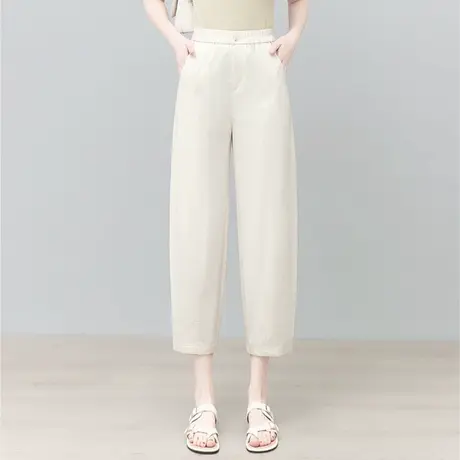 天丝棉哈伦裤女夏季薄款小个子休闲烟管裤高腰百搭小脚九分弯刀裤商品大图
