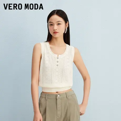 Vero Moda针织马甲2025秋季新款含再生纤维素纤维波纹边325324003商品大图