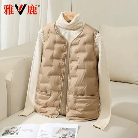 雅鹿2024秋季羽绒服女轻薄中老年圆领小个子马甲修身显瘦内搭马夹商品大图