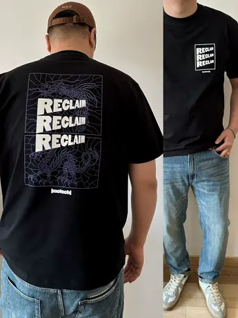 DAEVU夏新款大码男装后背图龙潮胖子加肥加大圆领男士短袖T恤半袖图片