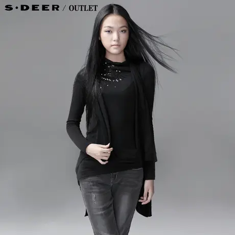 【新品】sdeer圣迪奥专柜正品女装纯色针织斜摆马甲3381679图片