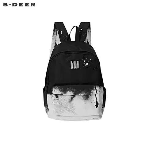 sdeer圣迪奥女装个性水墨晕染字母印花双肩包背包S20383847图片