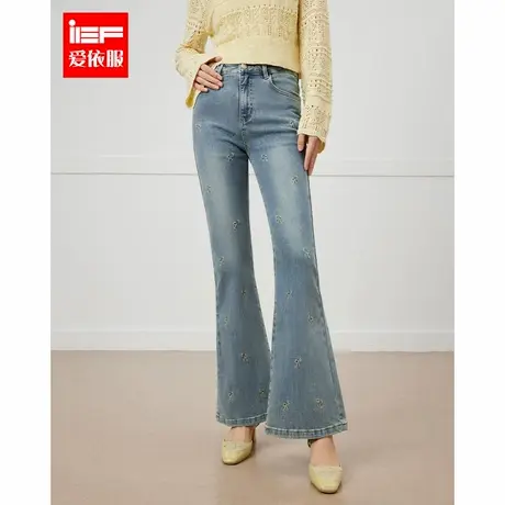 IEF/爱依服长裤2025春季新款韩版成熟女人味修身显瘦牛仔喇叭裤商品大图