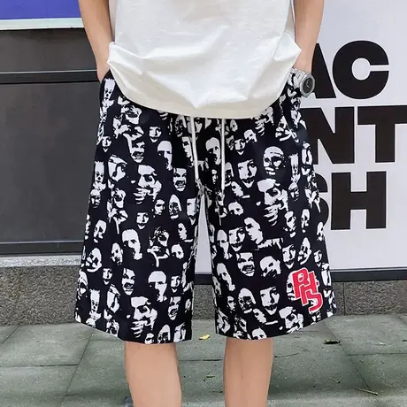 沙滩短裤男夏季新款薄款宽松大裤衩直筒五分裤大码透气休闲运动裤商品大图
