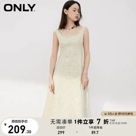 【买5免1】ONLY奥莱春夏时尚修身显瘦方领中长款连衣裙女商品大图