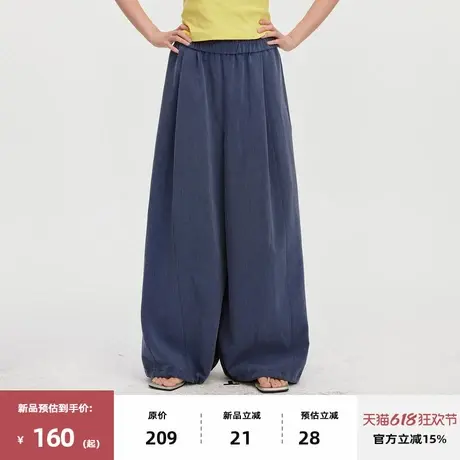 omont蛋挞家复古松紧腰廓形宽松气球裤2025夏季高腰休闲阔腿裤子商品大图