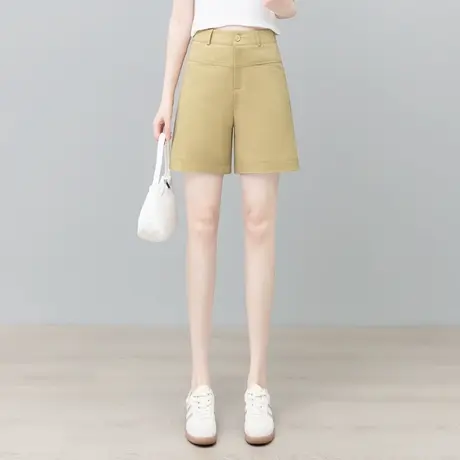 夏季薄款天丝棉短裤女高腰显瘦直筒五分裤松紧腰阔腿百搭休闲热裤商品大图