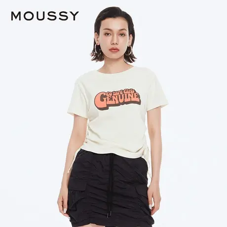 MOUSSY 夏季休闲风撞色字母抽绳短袖T恤女028HSQ90-0491图片