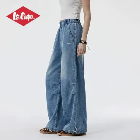 Lee Cooper/李库珀 阔腿牛仔裤女25夏季新款宽松直筒高腰复古女裤图片