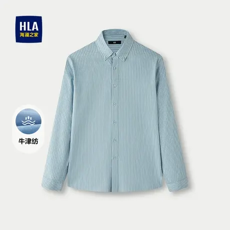 HLA/海澜之家条纹牛津纺长袖衬衫25秋季新简约有型扣领时尚上衣男商品大图