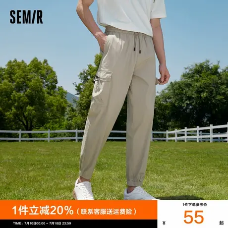 森马休闲裤男2024夏季新款男士卡其色工装裤子薄款宽松束脚男裤商品大图