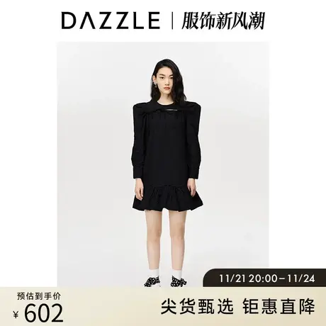 刘雯同款DAZZLE地素奥莱 蝴蝶结泡泡袖娃娃连衣裙2D1O4031A商品大图