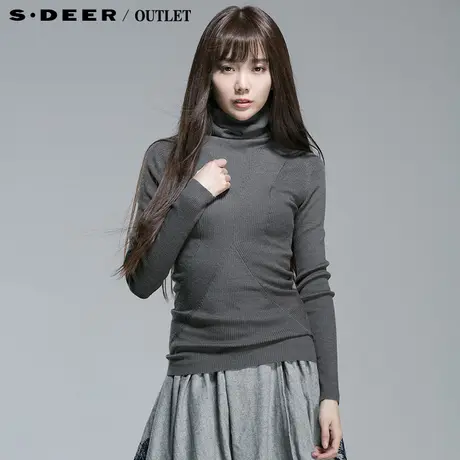 sdeer圣迪奥专柜正品女春高领弹力女士针织衫4383583图片