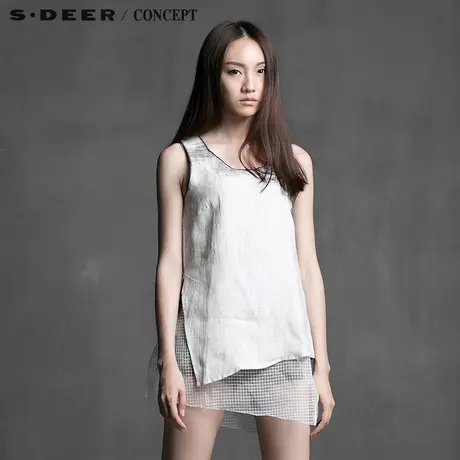 sdeer圣迪奥现代感线条双层衬衫上衣S15280634图片