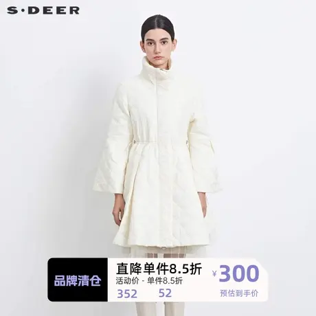 sdeer圣迪奥女装立领喇叭袖收腰肌理网纱棉服S234Z2301图片