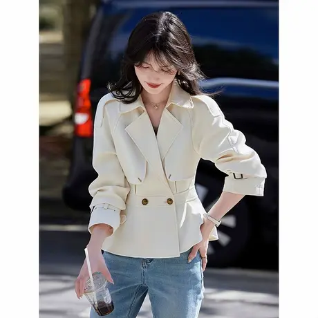 时尚气质风衣2025年春季新款女简约百搭小个子显瘦短款温柔外套商品大图