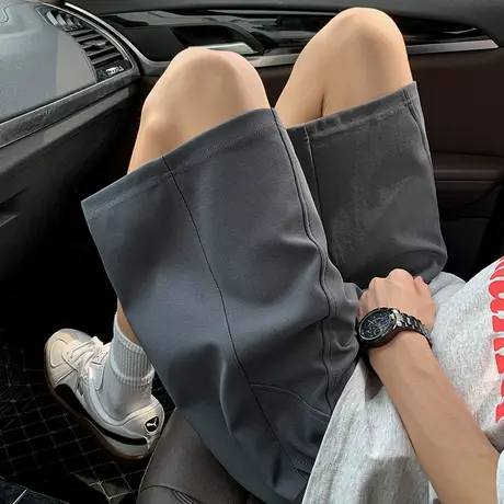 美式简约短裤男夏季2025新款潮牌中裤宽松速干高街抽绳运动五分裤图片