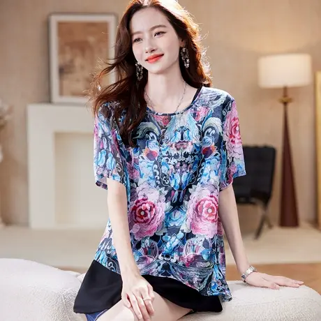 宝诗黎【新品价178元】假两件提花拼接小衫Y0681图片