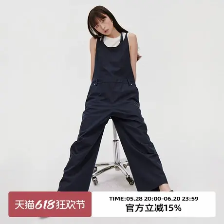 omont蛋挞家 复古挂脖连体休闲裤2025春季慵懒直筒显瘦背带裤长裤商品大图