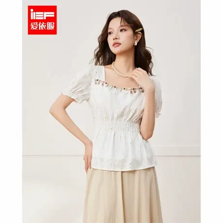 IEF/爱依服2025夏季新款法式温柔小女人气质通勤设计感百搭裙上衣商品大图