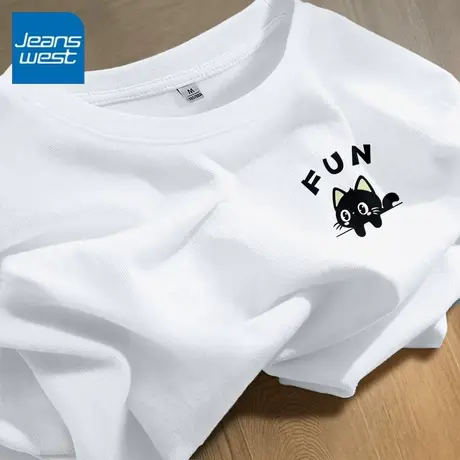 KV真维斯白色短袖t恤女2025新款夏季宽松透气显瘦百搭体恤上衣女商品大图