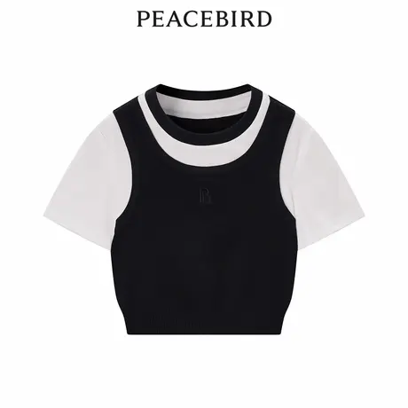 太平鸟女装春季新款假两件针织衫A3CNE1266图片