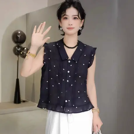 木耳边薄款无袖衬衫女夏2025新款爆款高级感轻奢减龄洋气法式上衣图片