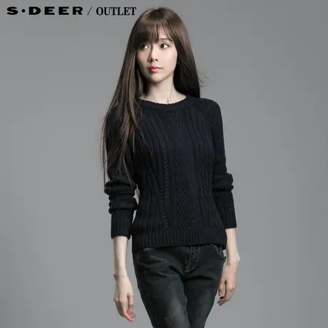sdeer圣迪奥专柜正品女春装休闲圆领钩花针织衫4383594图片