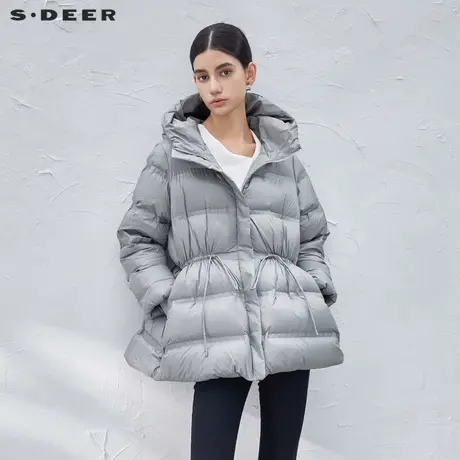 【直播间专属】sdeer圣迪奥高领连帽收腰宽松短款羽绒服S23463102图片