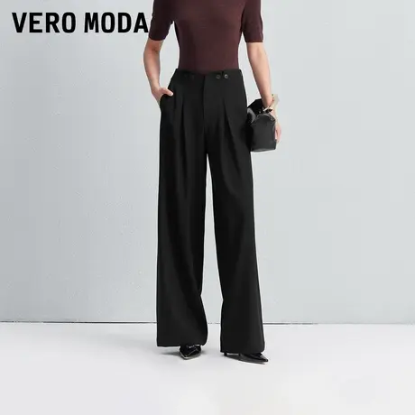 Vero Moda休闲裤2025秋季新款立体捏褶高腰宽松直筒裤通勤百搭商品大图