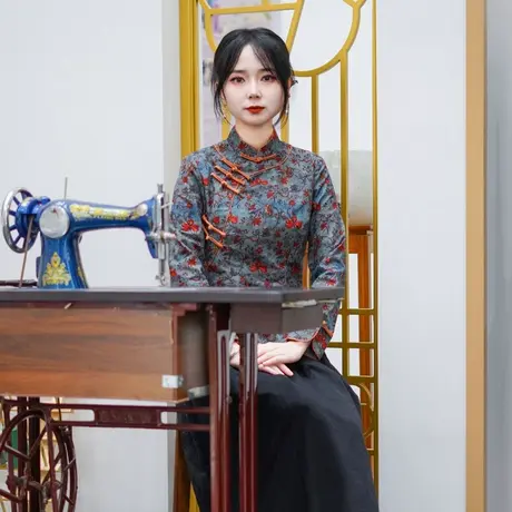 筠雅春季新款新中式复古显瘦旗袍式上衣时尚气质唐装上衣女25J038图片