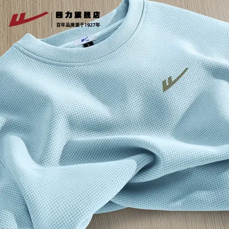 回力华夫格圆领卫衣男秋季潮牌无帽套头衫上衣男士宽松长袖外套K商品大图