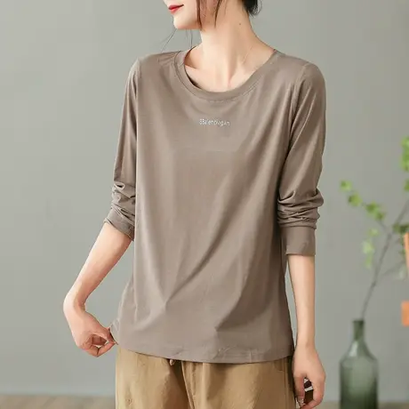 dza复古短款长袖T恤女士春秋新款宽松上衣休闲内搭打底衫白色体恤图片