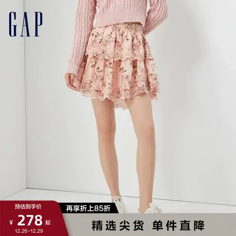 【LOVE SHACK FANCY】Gap女装早春镂空绣花短裙轻薄半身裙792703商品大图