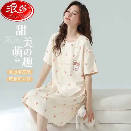 睡衣夏季女款2023新款睡裙女大码短袖夏天薄款可外穿女士家居服QS图片