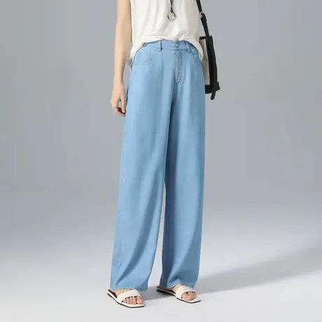 高腰天丝阔腿牛仔裤女2025新款夏季薄款垂感宽松拖地裤冰丝直筒裤商品大图