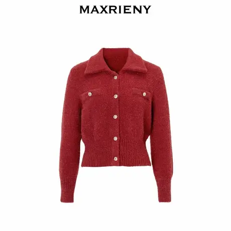 【奥莱】MAXRIENY廓形感针织开衫polo领毛衫外套图片