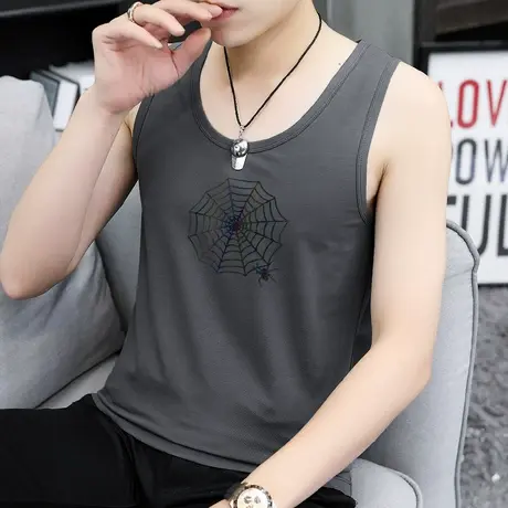 莫代尔棉背心男潮夏季健身运动篮球坎肩跨栏无袖t恤冰丝速干吊带商品大图