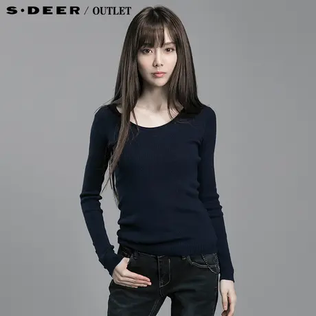 sdeer圣迪奥专柜正品女春装百搭螺纹弹力针织衫4383584图片
