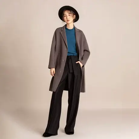 Pukka蒲牌大衣外套女宽松原创设计感秋冬2020新款中长款羊毛百搭商品大图