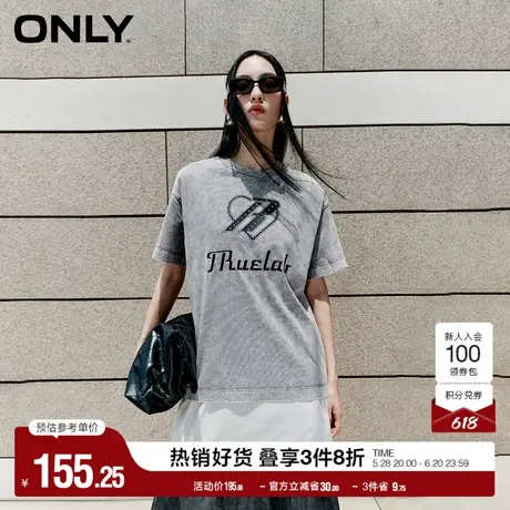 ONLY奥莱夏季时尚休闲宽松字母印花圆领短袖T恤女图片