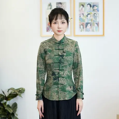 筠雅秋季新款国风上衣复古显瘦旗袍式上衣时尚气质唐装上衣24J255商品大图