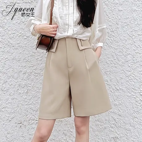工装短裤女高腰夏季新款BF港味潮流宽松中裤A字休闲阔腿五分裤子商品大图