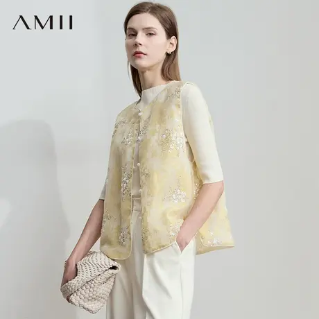 AMII【新中式马夹】25夏国风优雅重工钉珠刺绣新中式马甲外套女图片