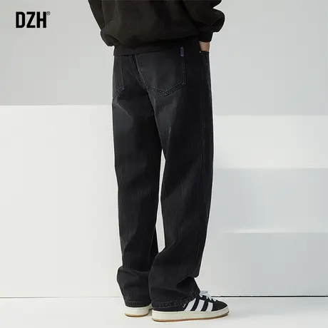 男士春季黑色牛仔裤男款美式高街2025新款潮男裤子直筒宽松阔腿裤商品大图