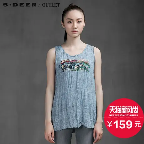 s.deer【新品】圣迪奥专柜正品彩瓷多色凸绣亚麻背心S15280371图片