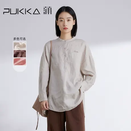 蒲PUKKA 亚麻衬衫女春夏新品自然文艺气质宽松上衣商品大图