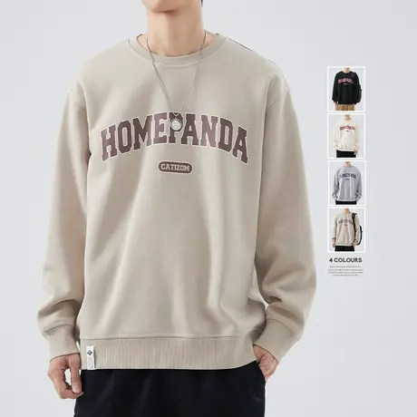 清仓特卖hansca美式圆领卫衣男士2024秋冬季新款潮牌印花宽松上衣商品大图